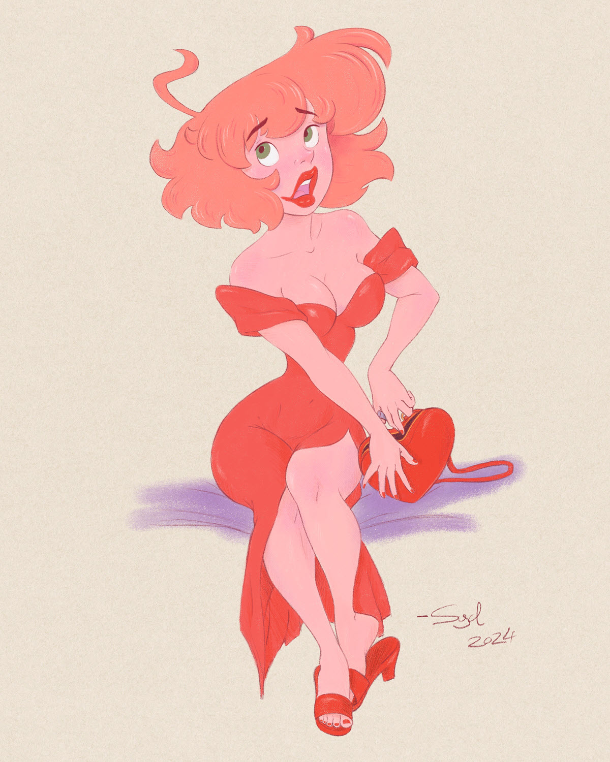 Stella, Red Dress, Digital by Syd Stroud